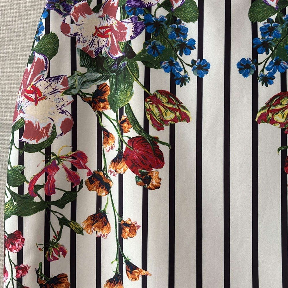 Anthropologie Maeve size S  Multicolor Floral and black stripes Pencil Skirt - Picture 2 of 7